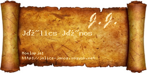 Jálics János névjegykártya